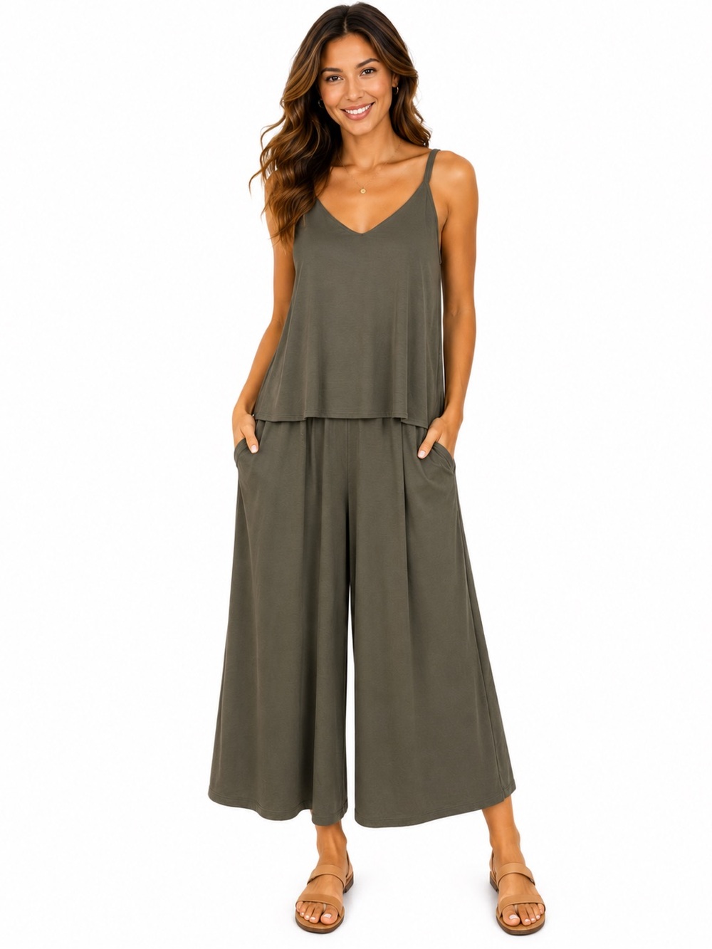 Uniqlo Sleeveless Jumpsuit XS | Minimalist Cropped Wide Leg Romper